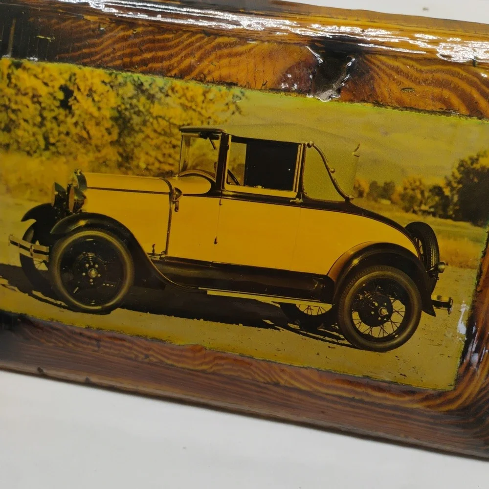 Vintage Pinheiro Crafts 1929 Ford Cabriolet Car Wooden Wall Hanging Plaque Sign